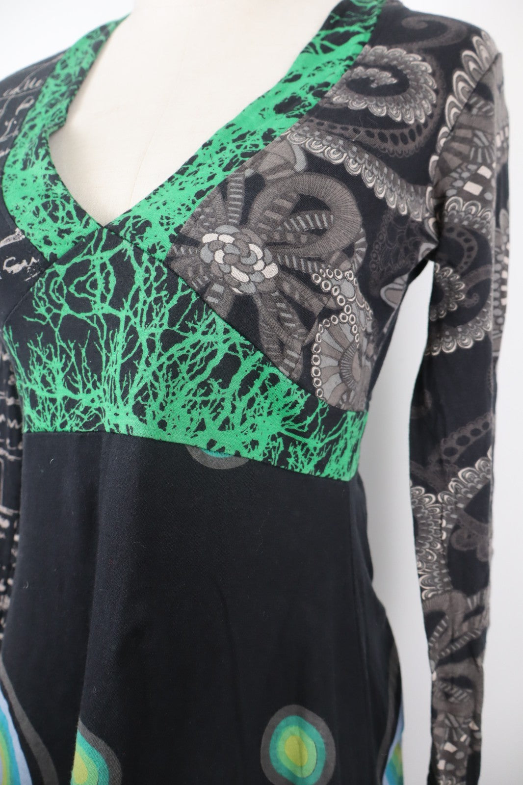 DESIGUAL VESTITO MANICA LUNGA DONNA TG. L WOMAN CASUAL VINTAGE DRESS ABITO LOGO