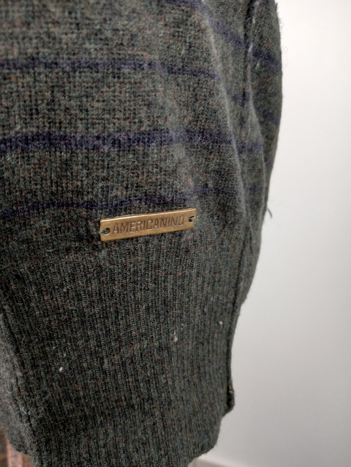 AMERICANINO MAGLIONE SMANICATO GILET UOMO Tg. XL MAN SWEATER CASUAL VINTAGE LANA