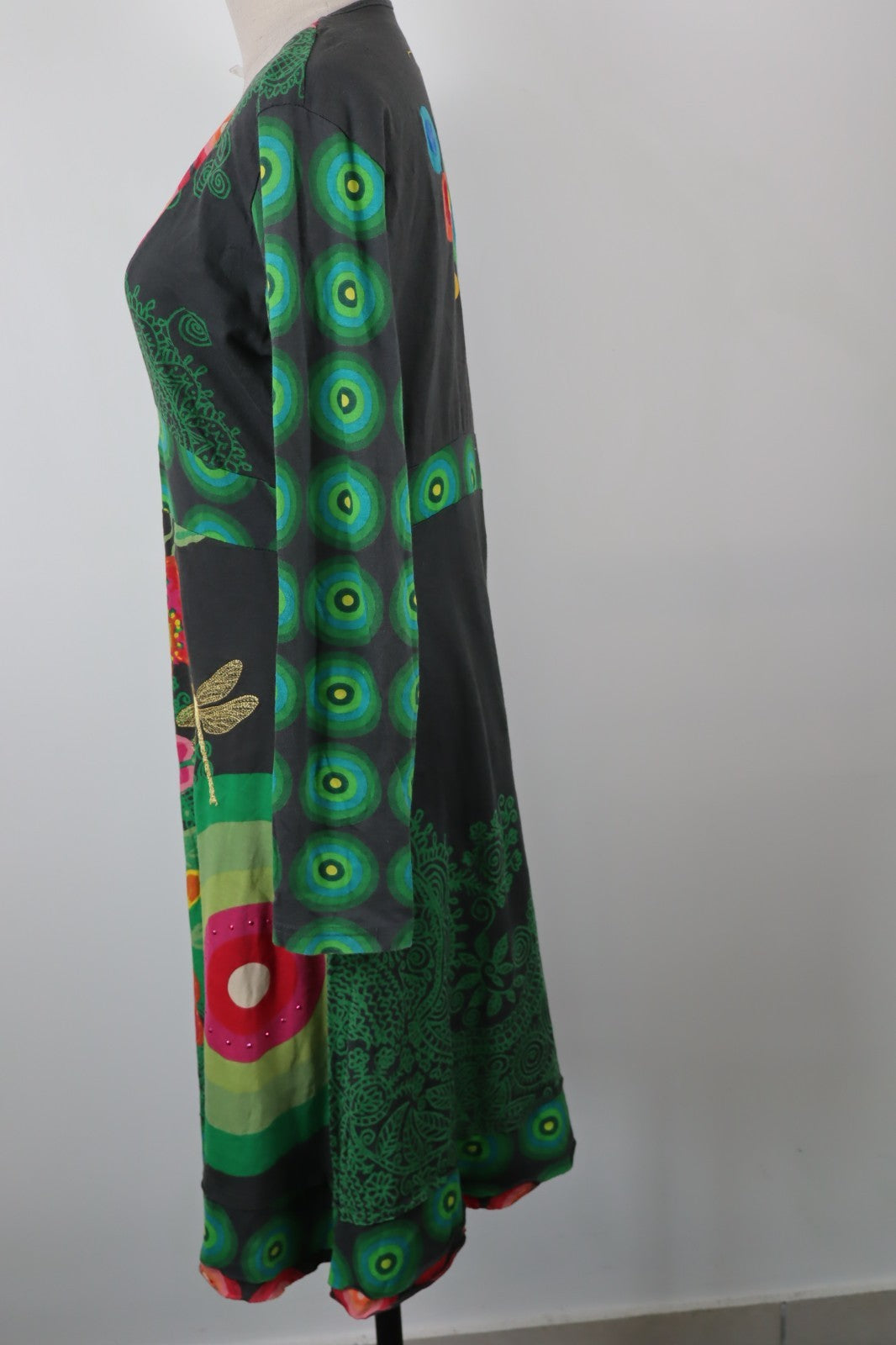 DESIGUAL  VESTITO ABITO DONNA TG.  XL SHORT WOMAN CASUAL VINTAGE DRESS