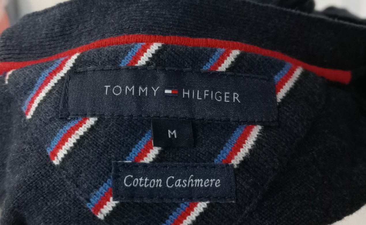 TOMMY HILFIGER MAGLIONE SMANICATO COTONE CASHMERE GILET UOMO TG M SWEATER CASUAL