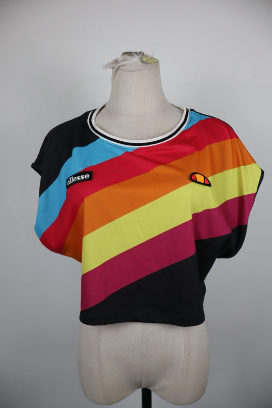 ELLESSE HERITAGE MAGLIA DONNA  XS WOMAN CASUAL VINTAGE T-SHIRT MULTICOLORE LOGO