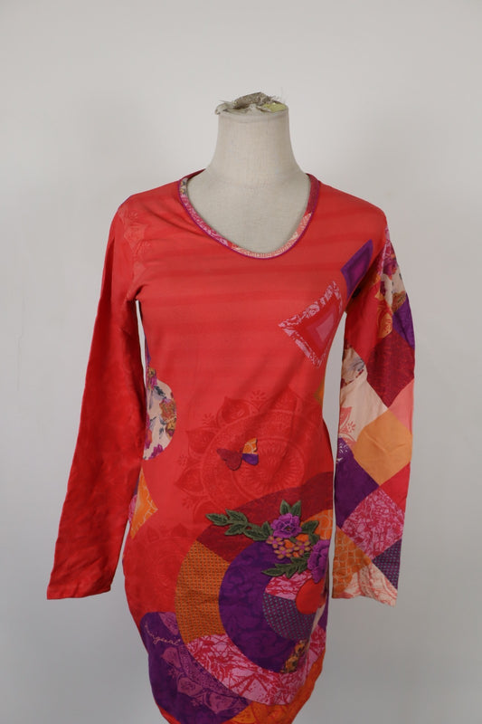DESIGUAL VESTITO ABITO DONNA TG. S WOMAN CASUAL VINTAGE DRESS COTONE