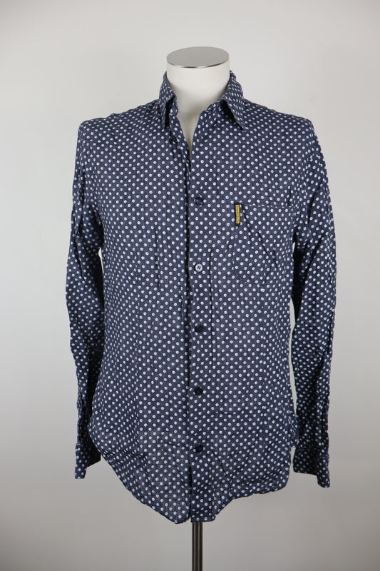 ARMANI JEANS CAMICIA UOMO LINO TG. L MAN CASUAL VINTAGE LINEN SHIRT POIS TASCHE