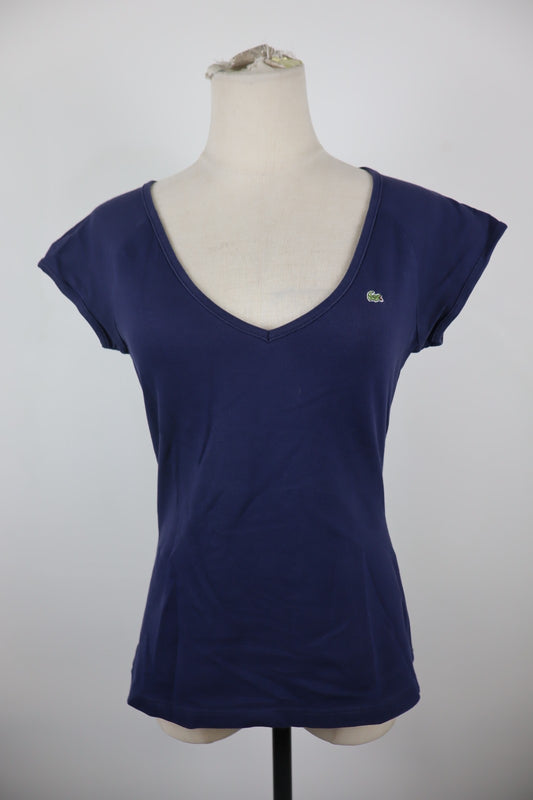 LACOSTE MAGLIA DONNA TG. 38 WOMAN CASUAL VINTAGE T- SHIRT COTONE COTTON LOGO