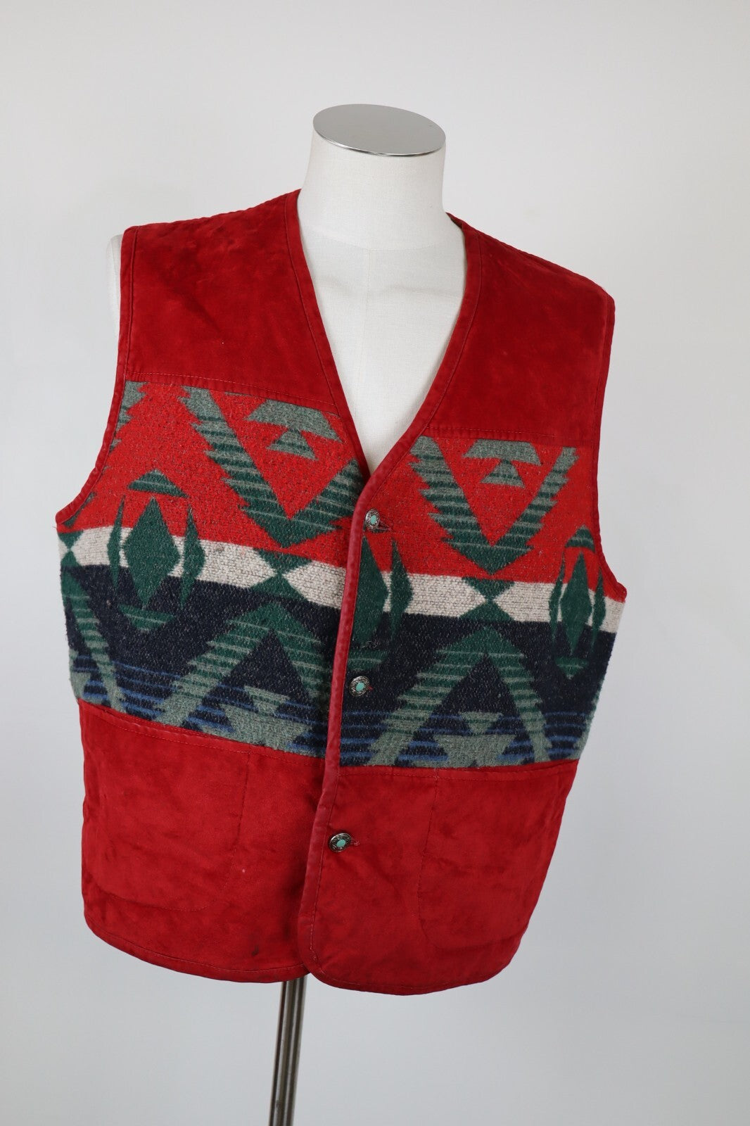 WAMPUM GIUBBINO SMANICATO GILET LANA WOOL UOMO TG S MAN CASUAL VINTAGE JACKET