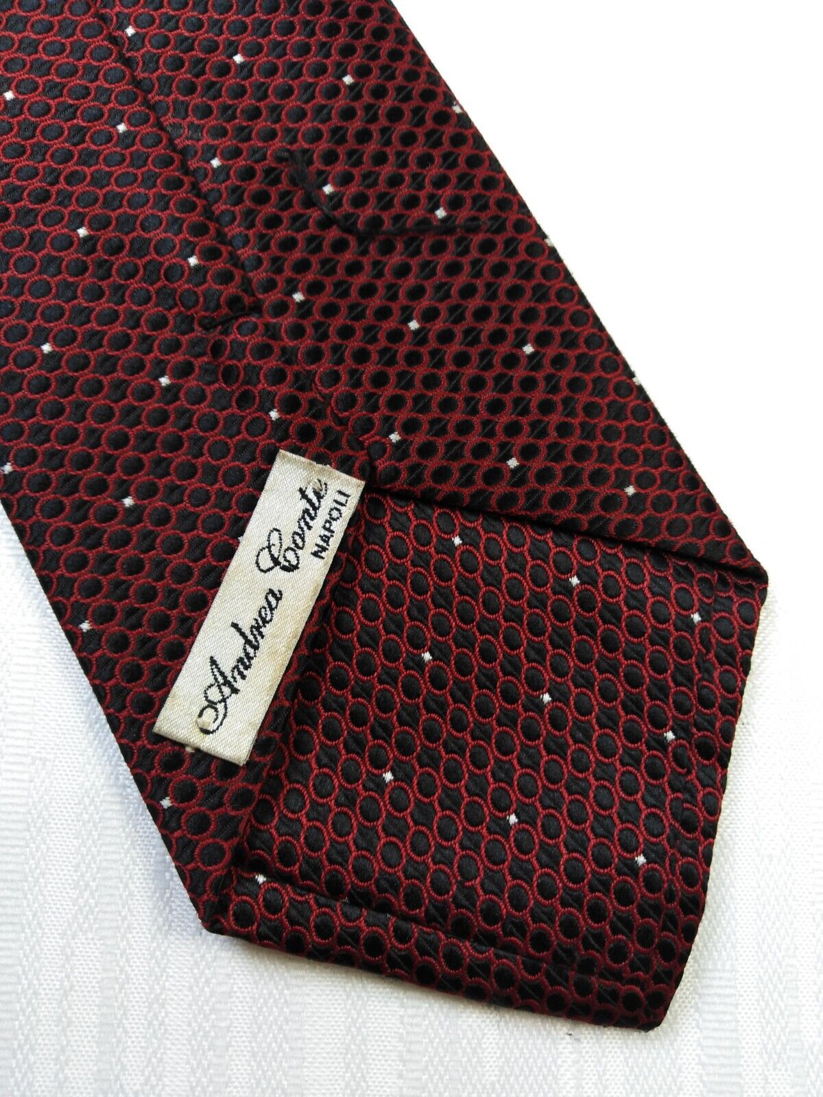 ANDREA CONTE NAPOLI SILK TIE SETA CRAVATTA NECKTIE MADE IN ITALY SELF TIPPED