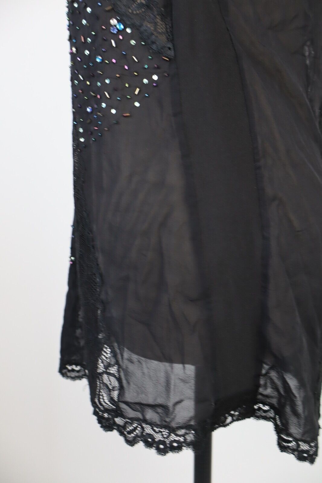 MAGLIA SLIP TOP DONNA M/L WOMAN T-SHIRT IN PIZZO GLITTER SEXY VINTAGE Y2K 2000'S