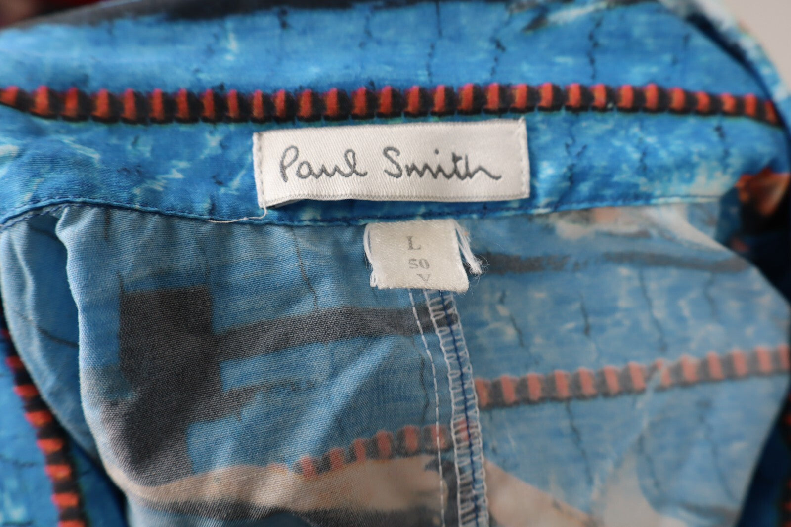 PAUL SMITH CAMICIA CON ZIP UOMO TG L MAN SHIRT CASUAL VINTAGE COTONE COTTON