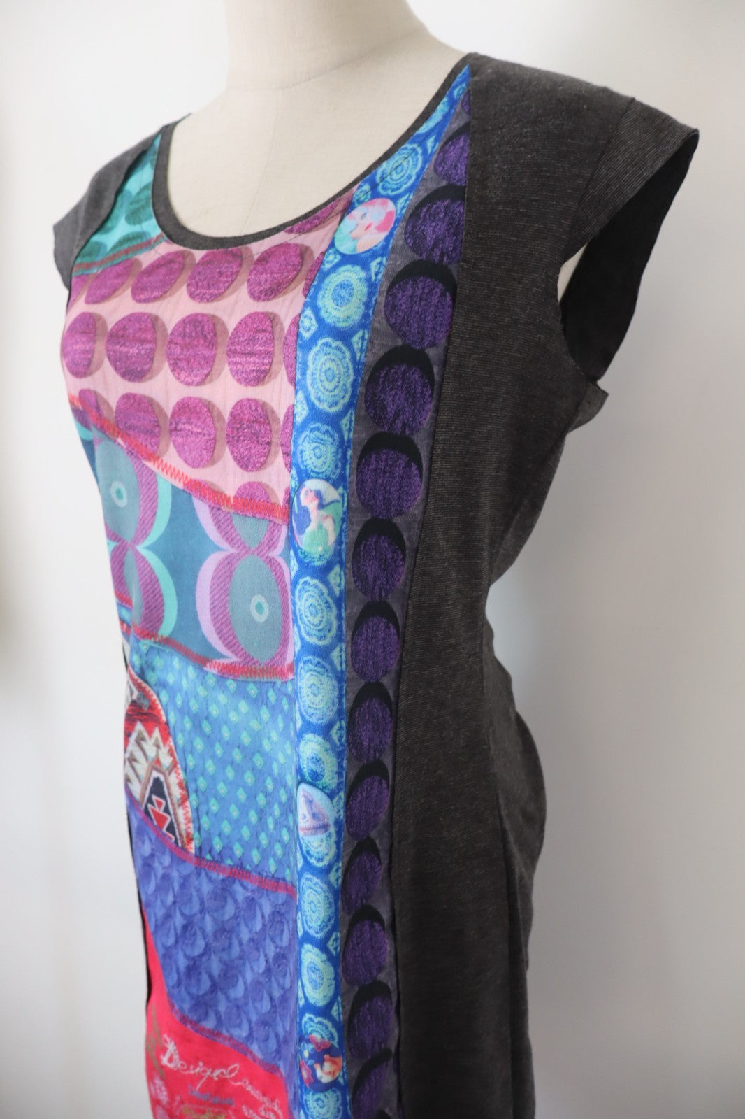 DESIGUAL VESTITO DONNA TG. L WOMAN CASUAL VINTAGE DRESS COTONE