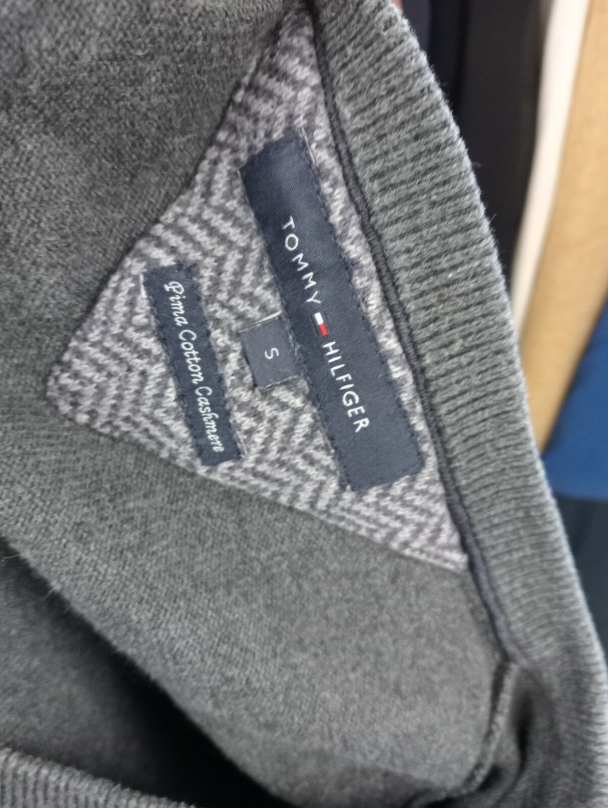 TOMMY HILFIGER MAGLIONE COTONE CASHMERE VINTAGE UOMO Tg S MAN SWEATER MADE ITALY