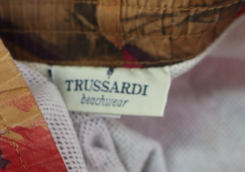 TRUSSARDI COSTUME PANTALONCINO MARE UOMO TG 48 MEN SWIMSUIT VINTAGE CASUAL LOGO