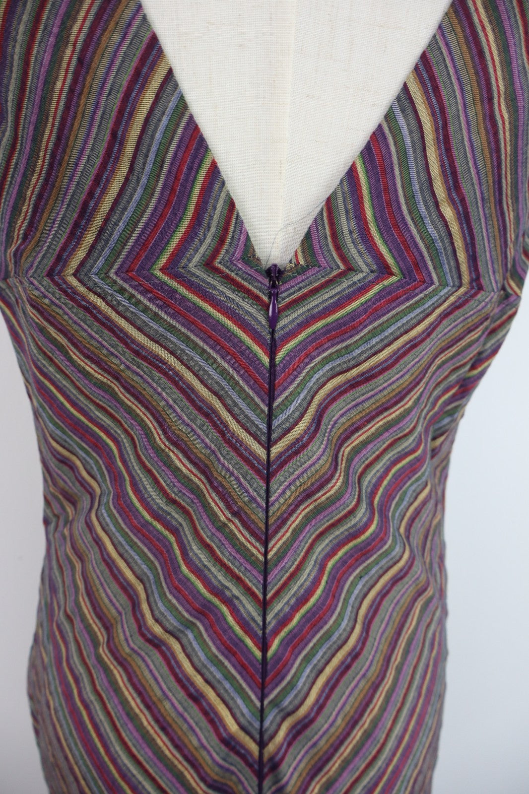 MARELLA VESTITO DONNA 44 WOMAN CASUAL VINTAGE DRESS ABITO CERNIERA CHEVRON Y2K