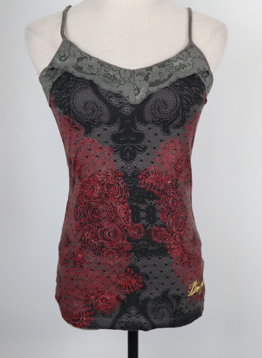 DESIGUAL MAGLIA DONNA TG. XS CANOTTA PIZZO WOMAN CASUAL VINTAGE TOP