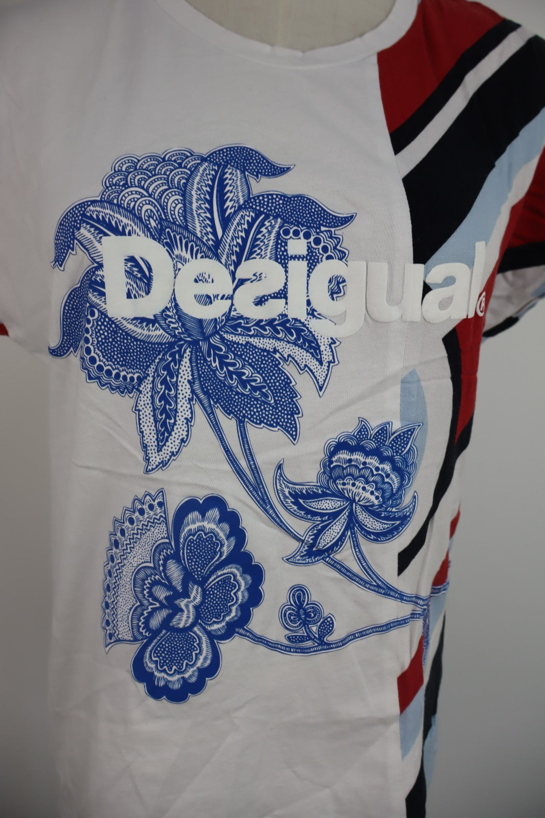 DESIGUAL MAGLIA DONNA TG. M WOMAN CASUAL VINTAGE T-SHIRT  TOP CANOTTA COTONE