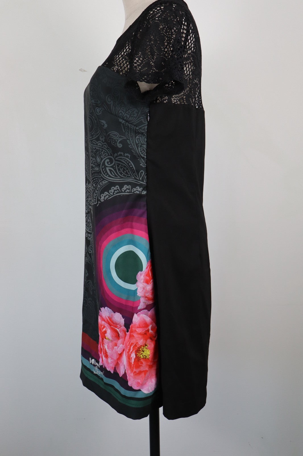 DESIGUAL VESTITO ABITO DONNA TG. 42 MIDI WOMAN CASUAL VINTAGE DRESS PIZZO LACES