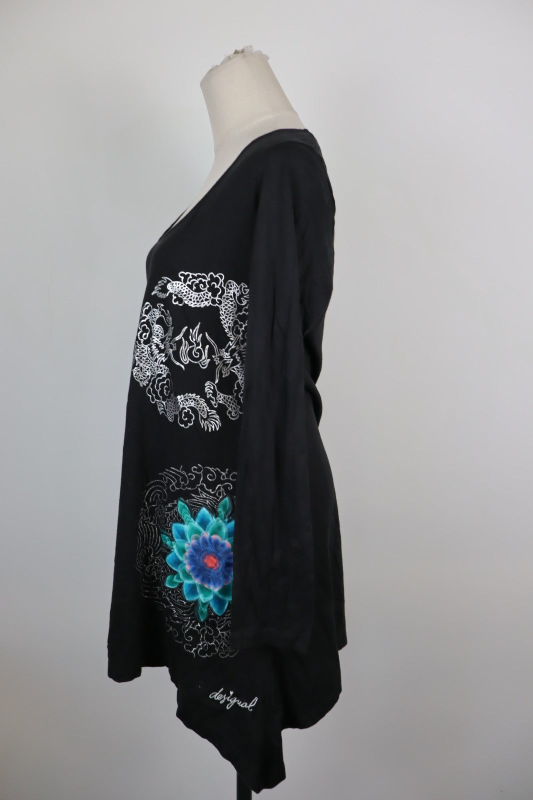 DESIGUAL VESTITO DONNA TG. XL WOMAN CASUAL VINTAGE DRESS ABITO VISCOSA COTONE