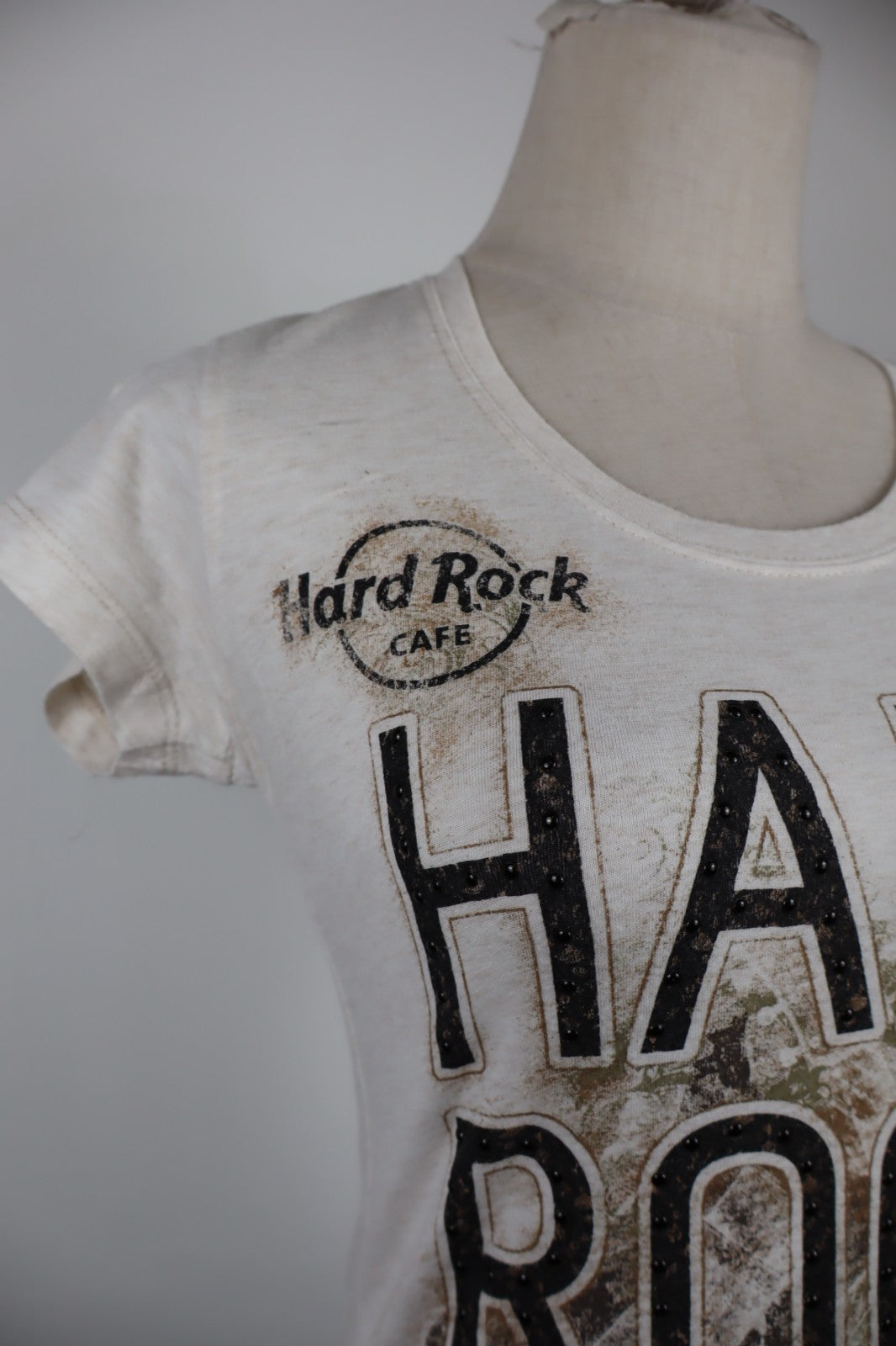 HARD ROCK MAGLIA DONNA TG. S WOMAN CASUAL VINTAGE T-SHIRT TOP COTONE LOGO