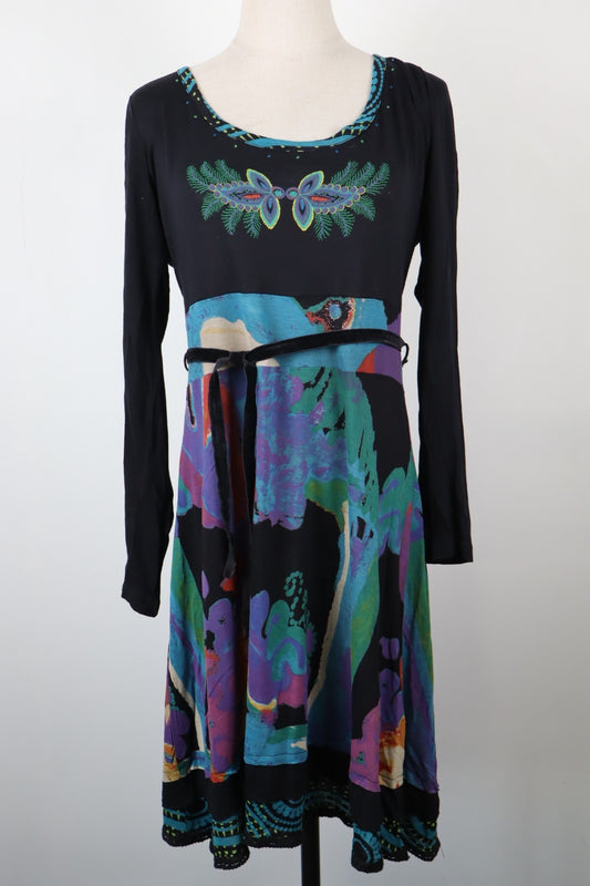 DESIGUAL  VESTITO ABITO DONNA TG.  XL SHORT WOMAN CASUAL VINTAGE DRESS