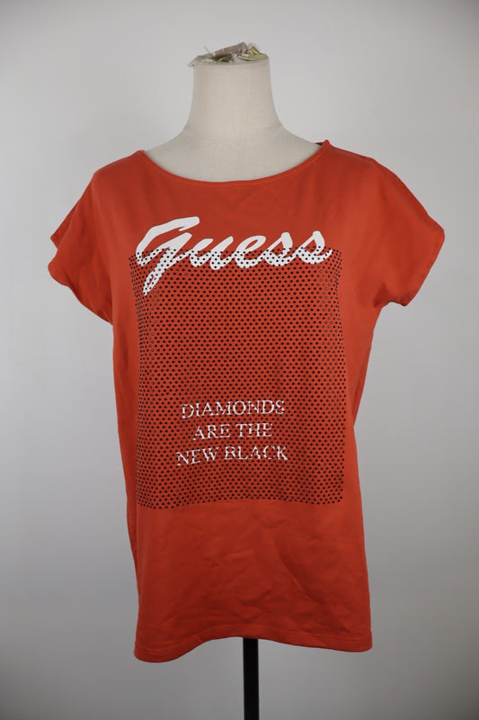 GUESS LOS ANGELES MAGLIA MANICHE CORTE DONNA S WOMAN CASUAL VINTAGE T-SHIRT