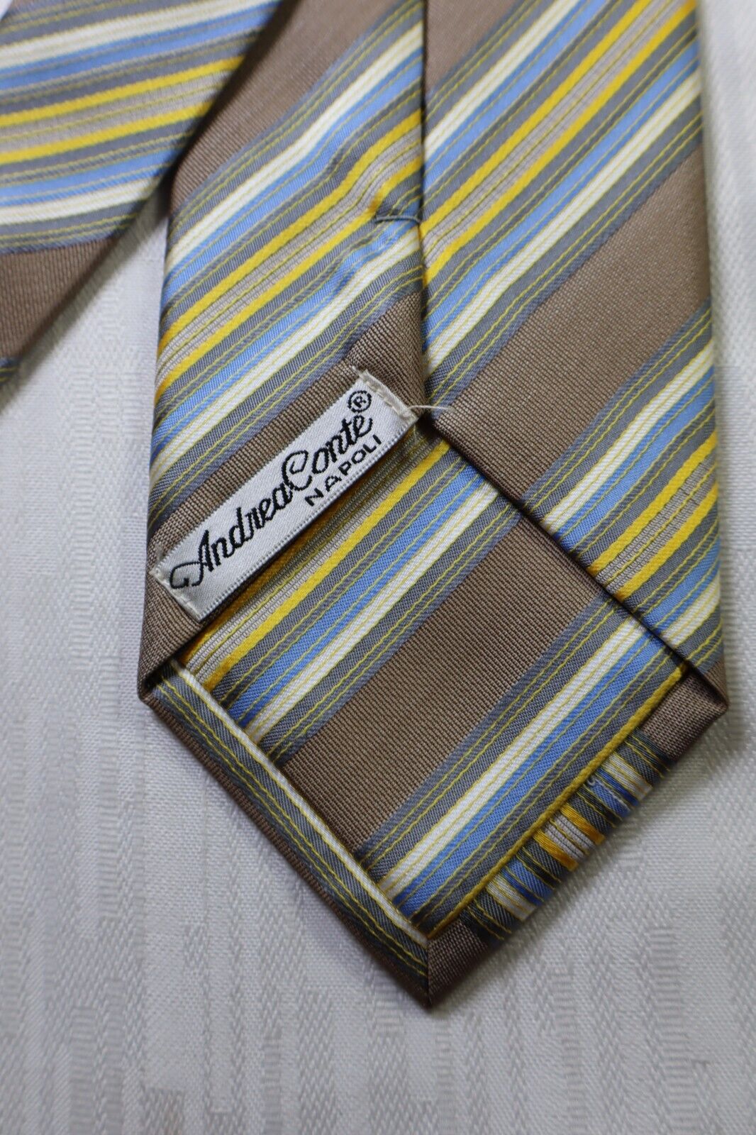 ANDREA CONTE NAPOLI SILK TIE SETA CRAVATTA NECKTIE MADE IN ITALY SELF TIPPED