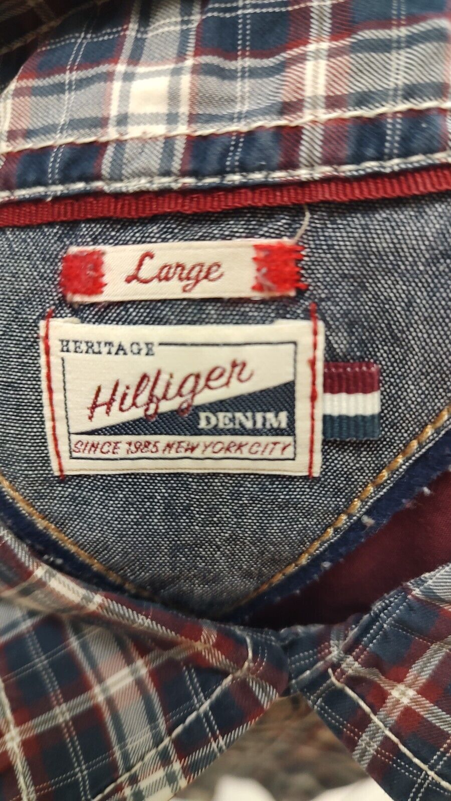 HILFIGER CAMICIA SHIRT UOMO Tg L MAN VINTAGE CASUAL COTONE