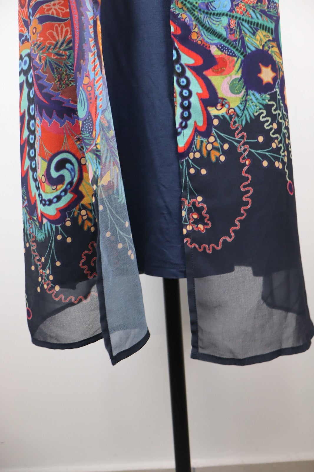 DESIGUAL VESTITO SMANICATO DONNA TG. 38 WOMAN CASUAL VINTAGE DRESS ABITO VELATO