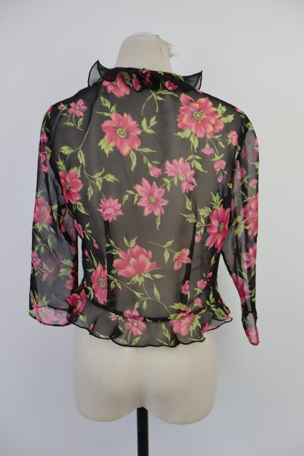 CAMICIA DONNA TG L WOMAN SHIRT TRASPARENTE SEXY CHIC VOLANT VINTAGE Y2K 2000'S