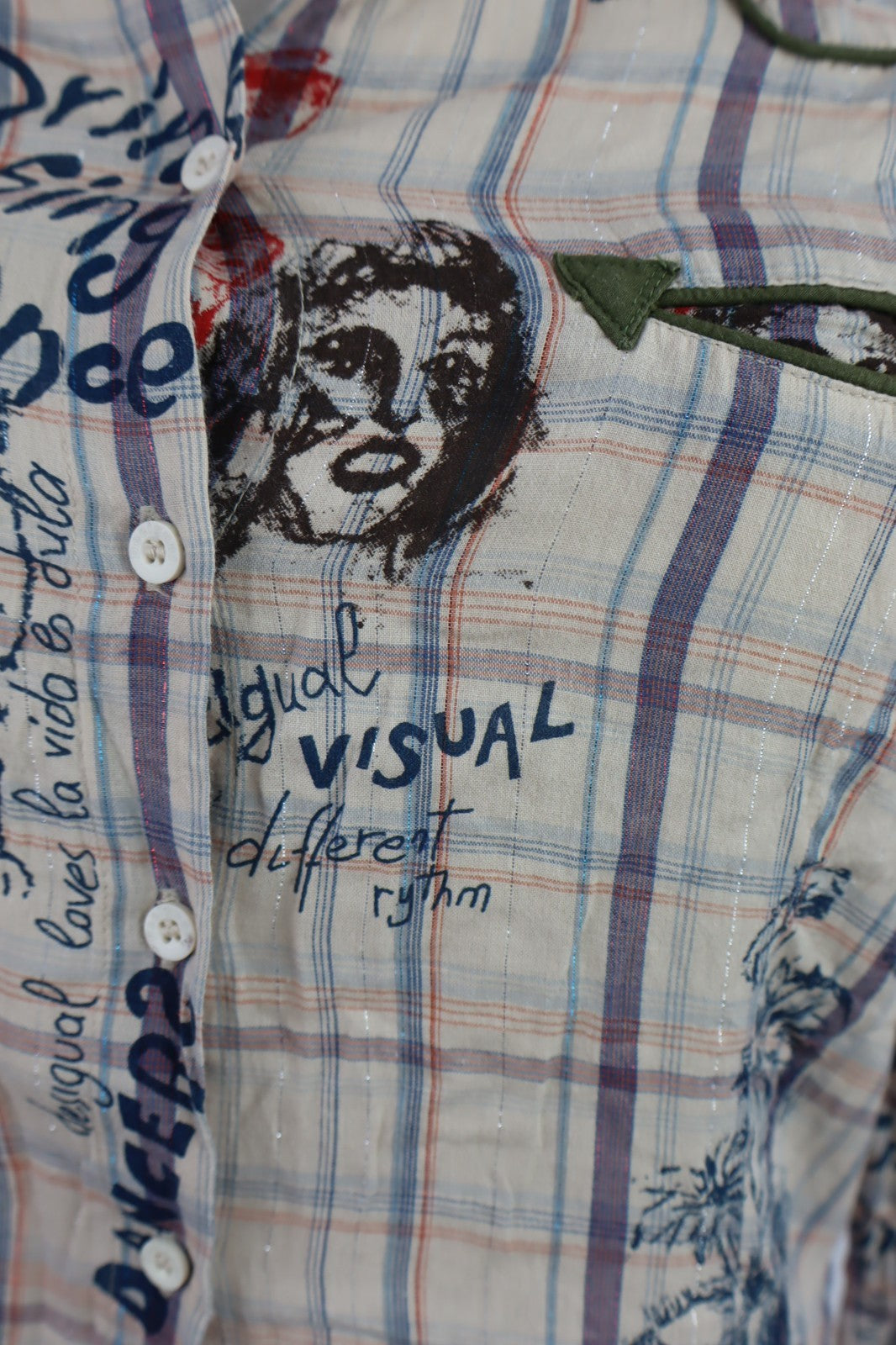 DESIGUAL CAMICIA DONNA TG. 38 WOMAN SHIRT CASUAL VINTAGE COTONE