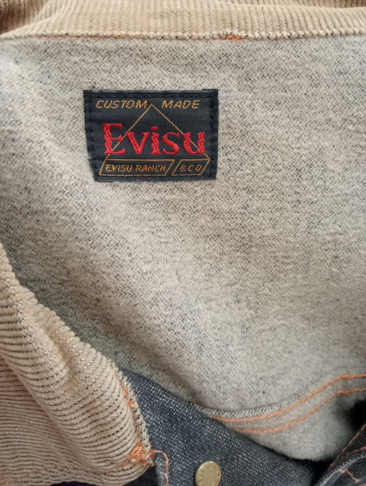 EVISU GIACCA GIUBBINO JEANS DENIM UOMO Tg L MAN CASUAL VINTAGE JACKET