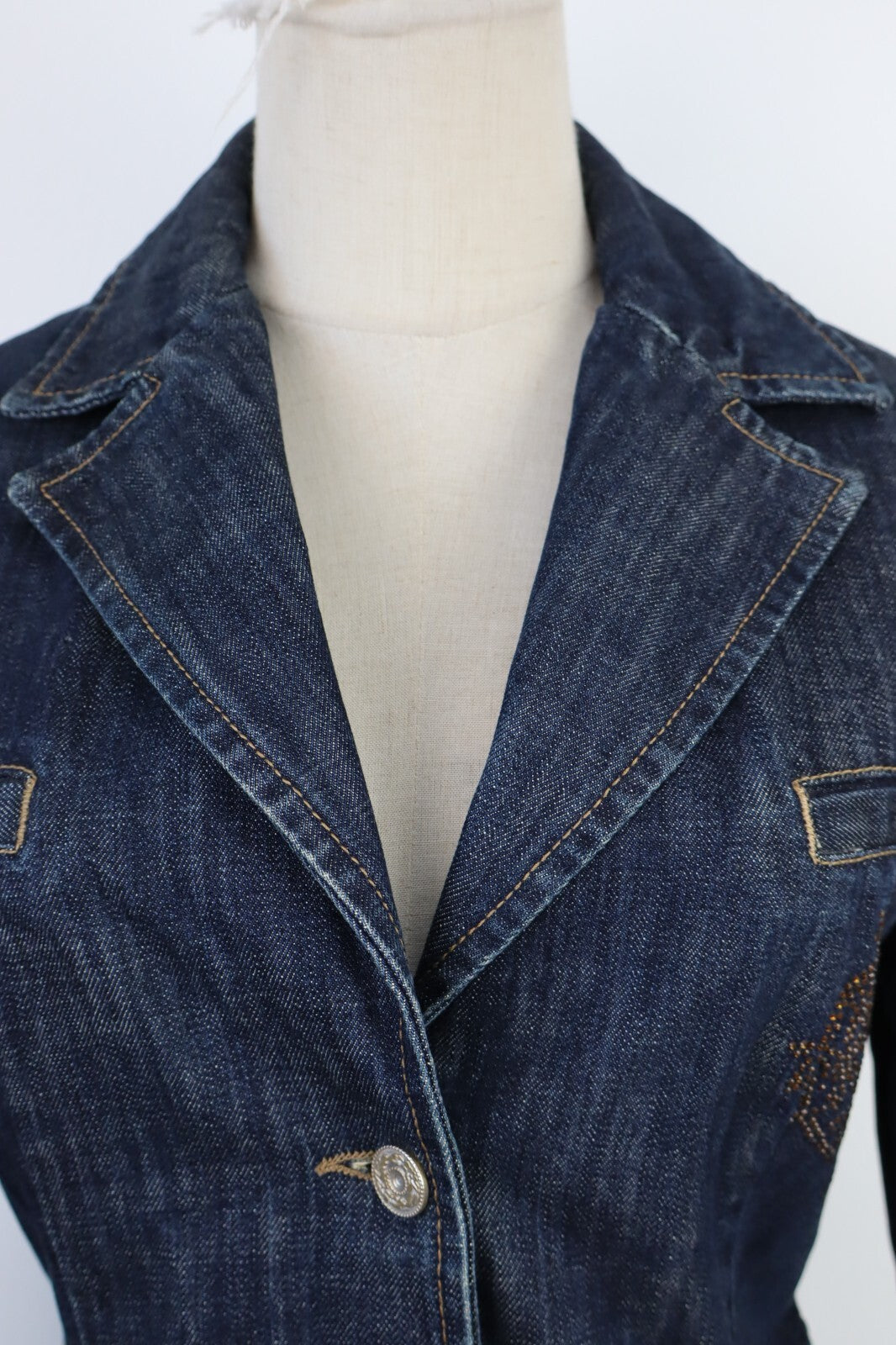 CLINK GIUBBINO JEANS  DONNA S JACKET DENIM AVVITATO GRUNGE VINTAGE Y2K 2000'S