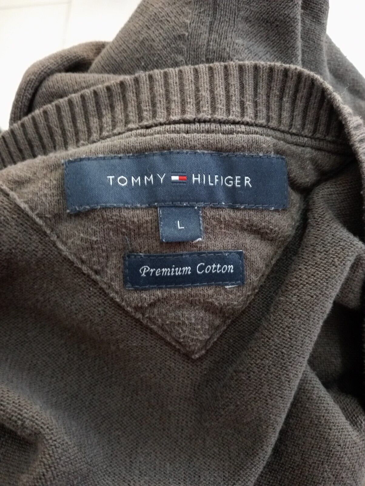 TOMMY HILFIGER  MAGLIONE COTONE COTTON VINTAGE UOMO Tg. L MAN SWEATER CASUAL