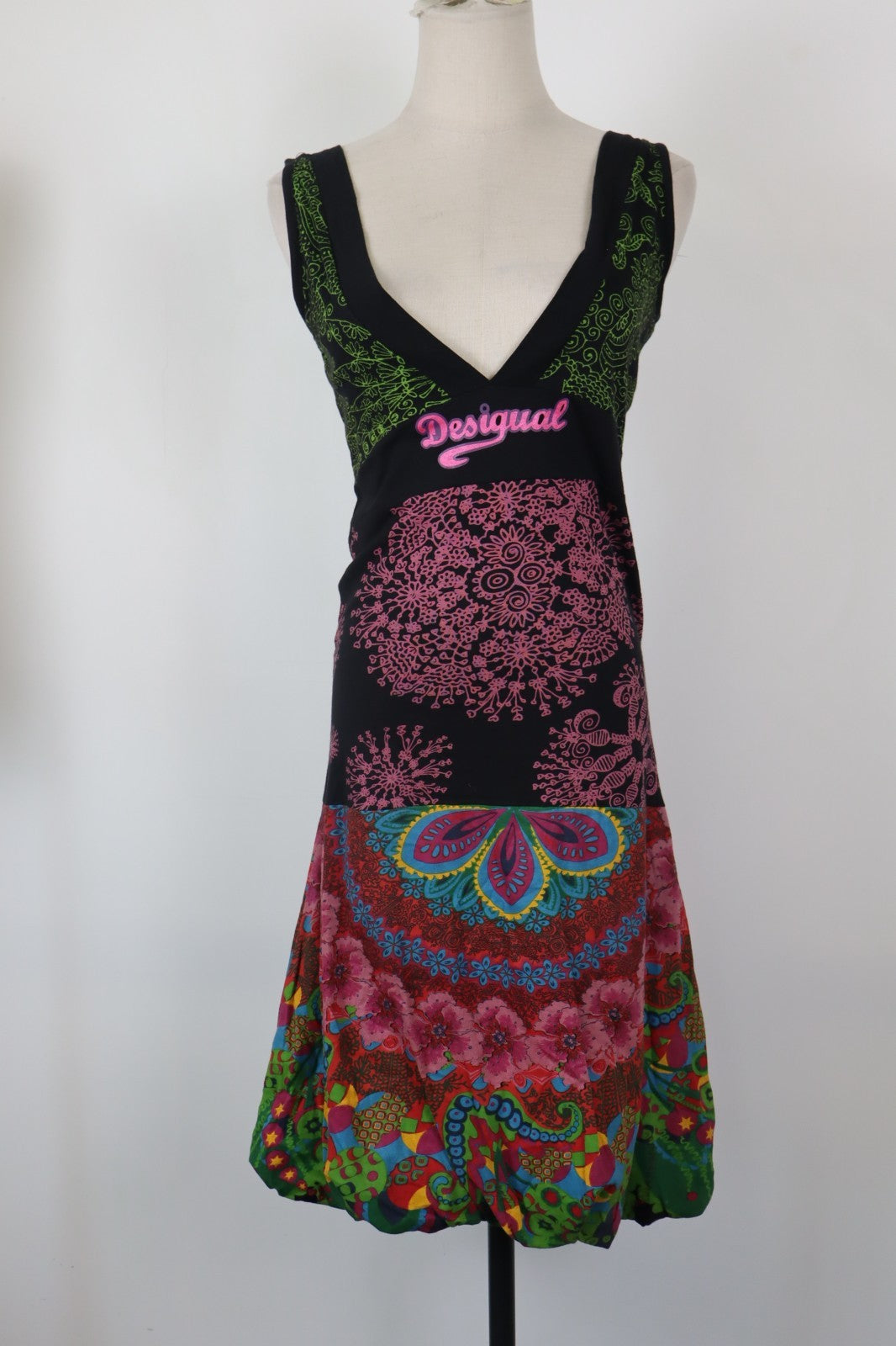 DESIGUAL VESTITO DONNA TG. M WOMAN CASUAL VINTAGE DRESS COTONE