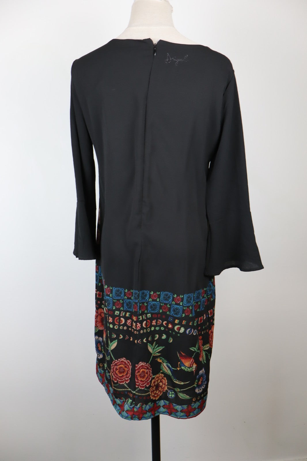 DESIGUAL VESTITO ABITO DONNA TG 38 WOMAN CASUAL VINTAGE DRESS MANICA LUNGA LOGO