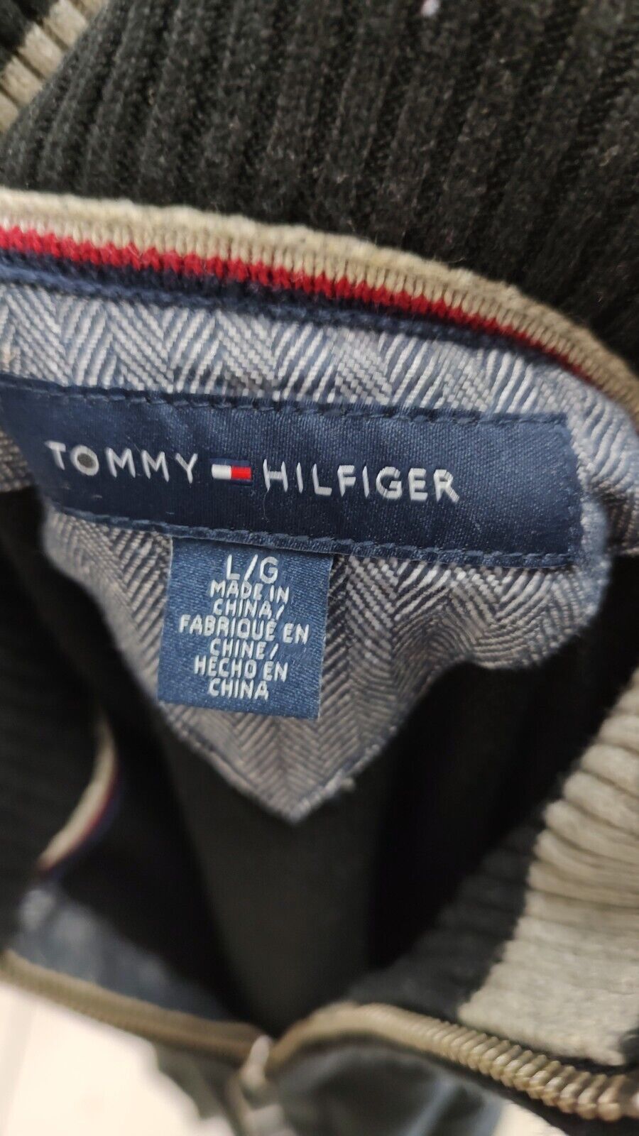 TOMMY HILFIGER MAGLIONE CON ZIP COTONE VINTAGE UOMO Tg. L MAN SWEATER CASUAL