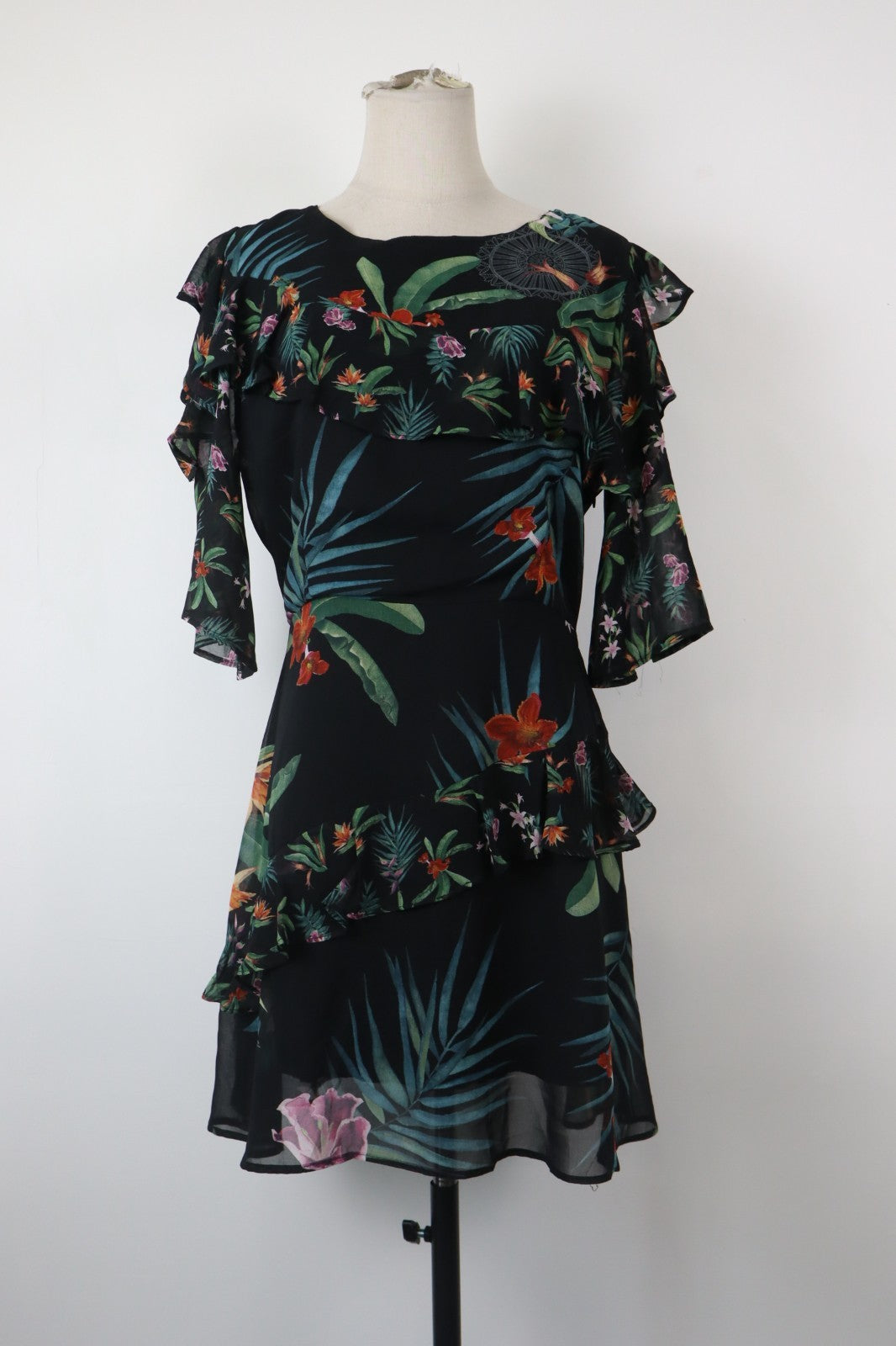 DESIGUAL VESTITO DONNA TG. 40 WOMAN CASUAL VINTAGE DRESS ABITO FLORAL