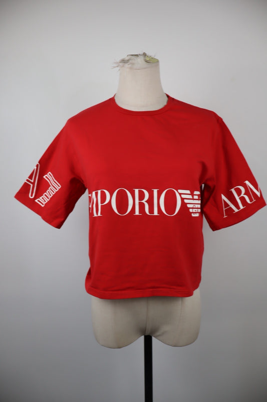 EA7 EMPORIO ARMANI MAGLIA COTONE DONNA TG. XS WOMAN CASUAL VINTAGE T-SHIRT LOGO