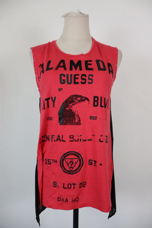 GUESS MAGLIA DONNA TG. XS WOMAN CASUAL VINTAGE T-SHIRT TOP COTONE