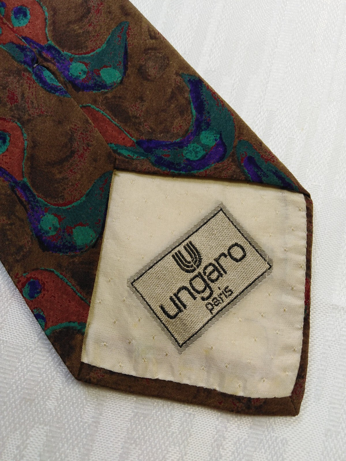UNGARO PARIS 100% SETA SILK TIE CRAVATTA NECKTIE ITALY VINTAGE CLASSIC