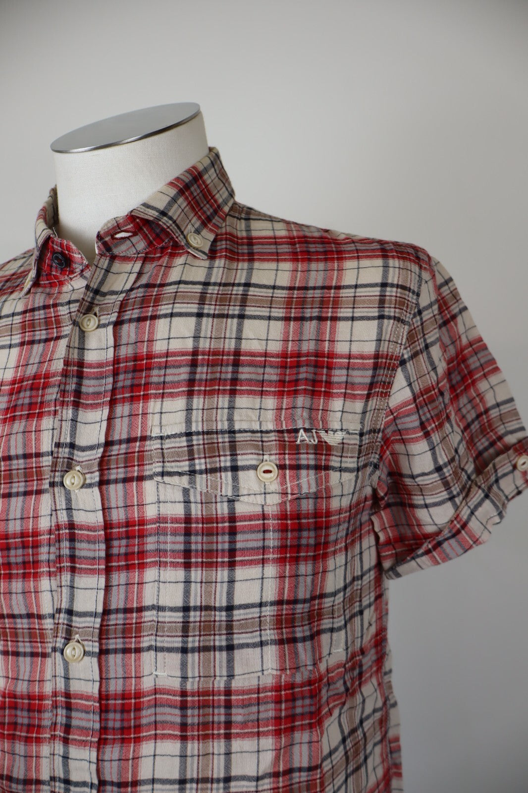AJ ARMANI JEANS CAMICIA UOMO COTONE TG. M MAN CASUAL VINTAGE COTTON SHIRT