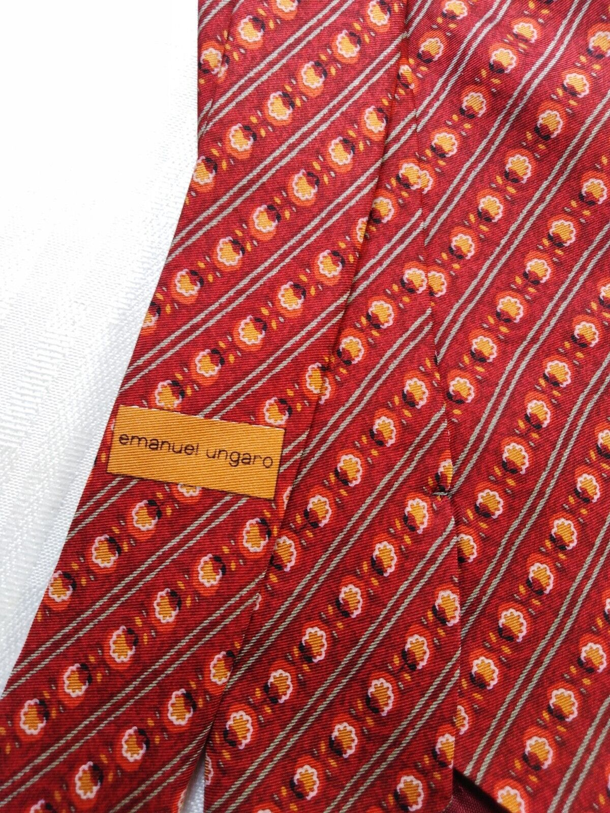EMANUEL UNGARO 100% SETA SILK TIE CRAVATTA NECKTIE MADE ITALY VINTAGE CLASSIC