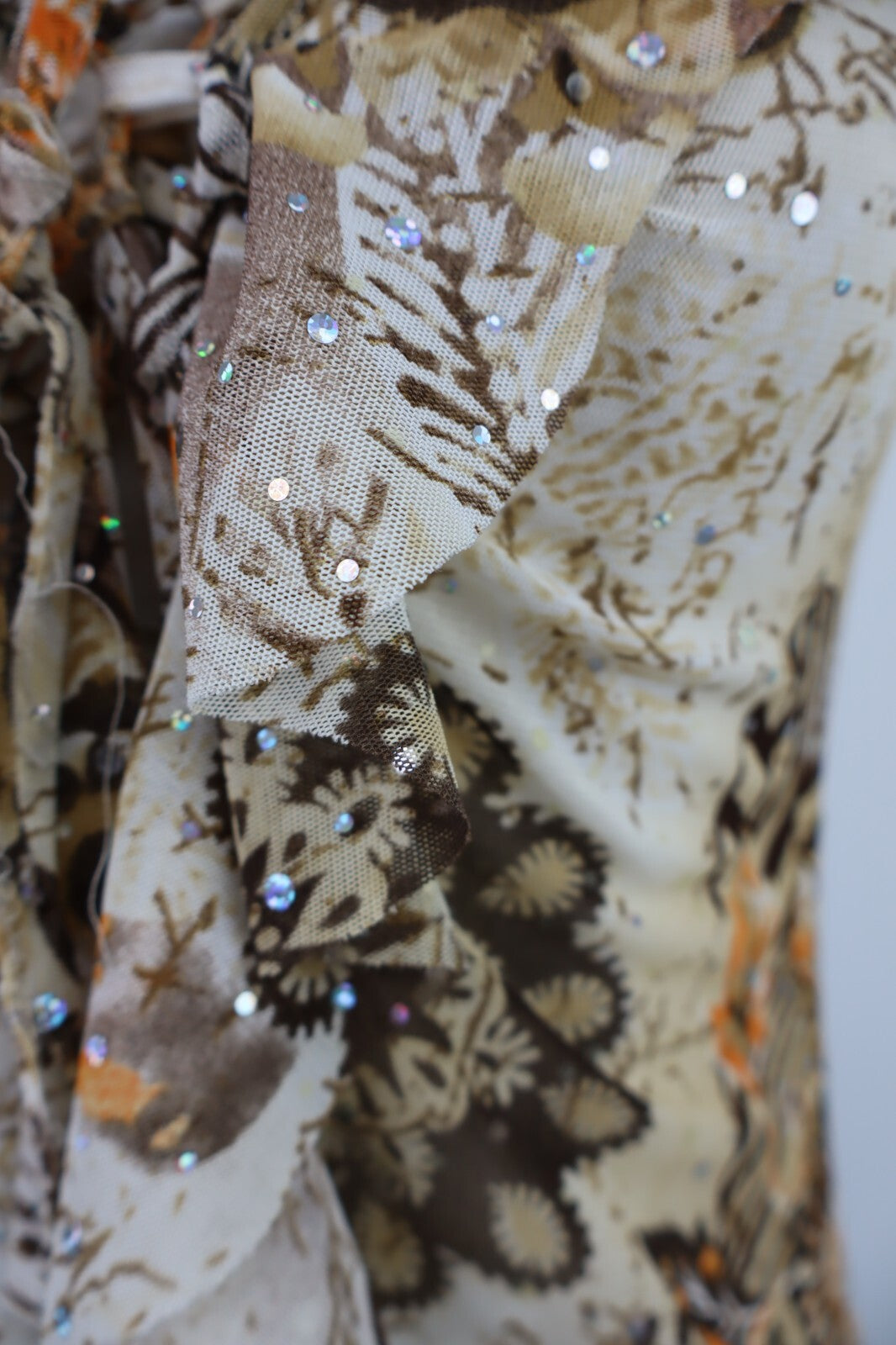 MAGLIA DONNA TG M WOMAN T-SHIRT FUNKY CHIC CHIFFON PAILLETTES VINTAGE Y2K 2000'S