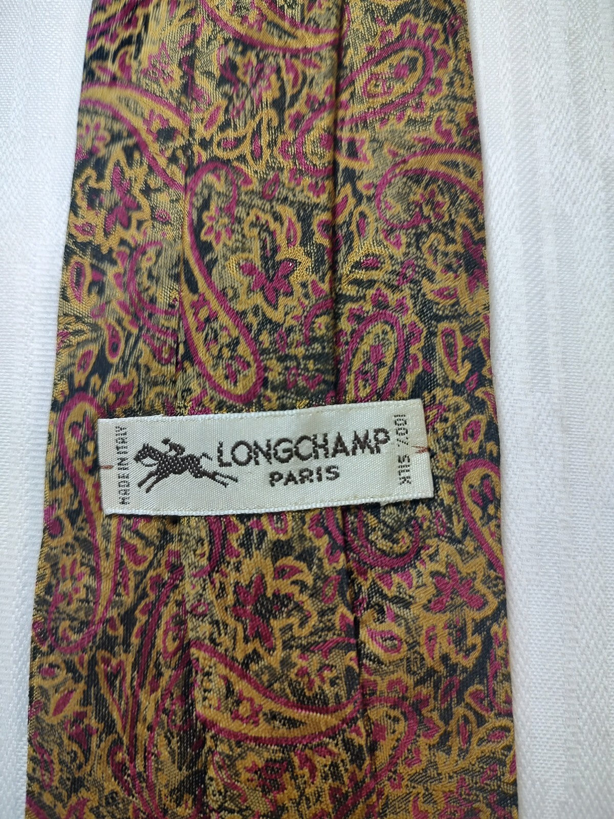 LONGCHAMP 100% SILK TIE SETA CRAVATTA NECKTIE MADE IN ITALY CLASSIC