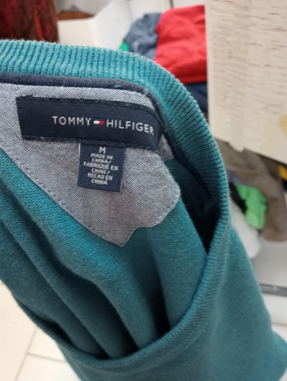 TOMMY HILFIGER MAGLIONE COTONE VINTAGE UOMO Tg. M MAN SWEATER CASUAL MADE ITALY