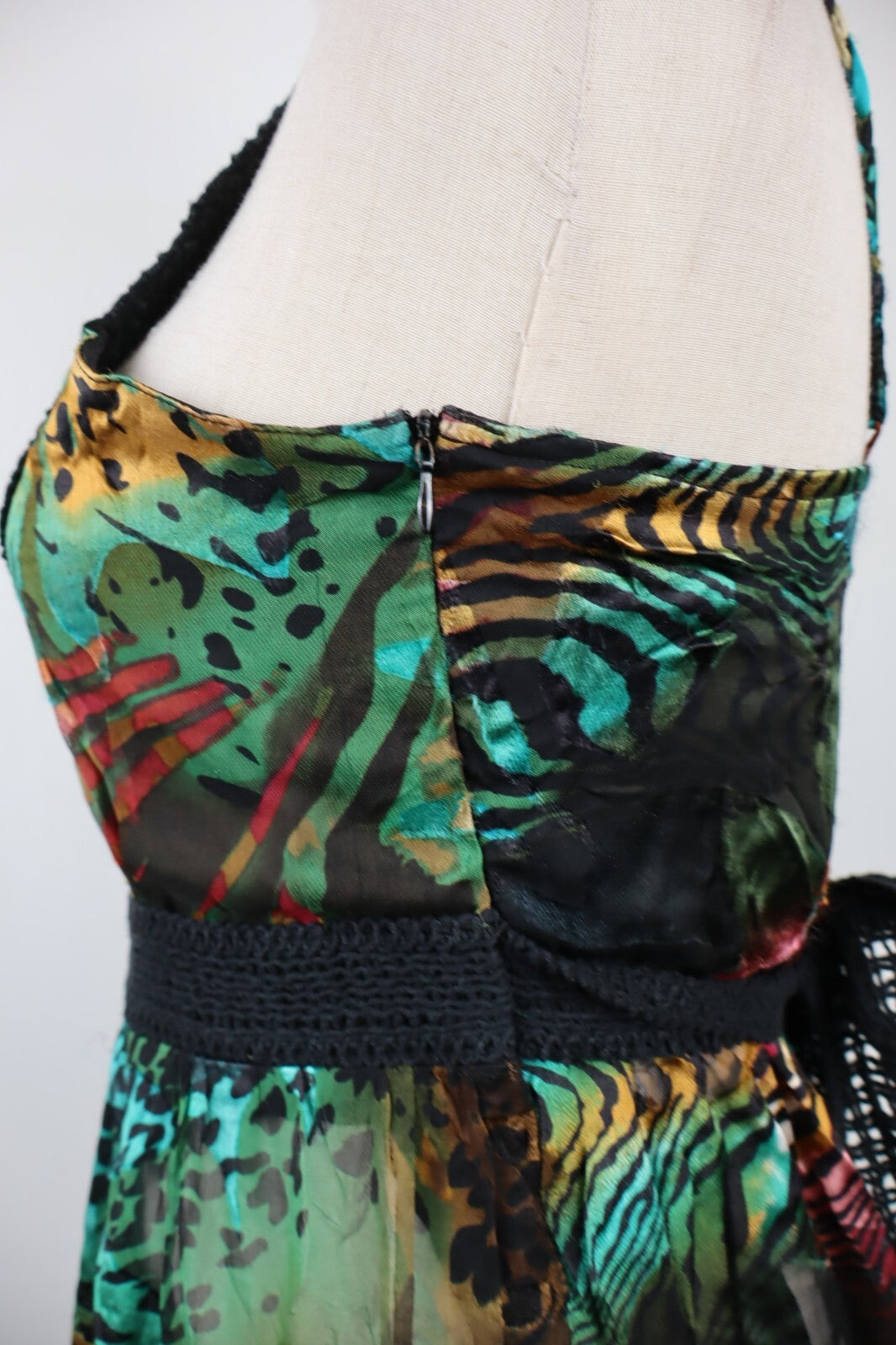 DESIGUAL VESTITO ABITO A BRETELLE DONNA TG. 38 WOMAN CASUAL VINTAGE DRESS FIOCCO