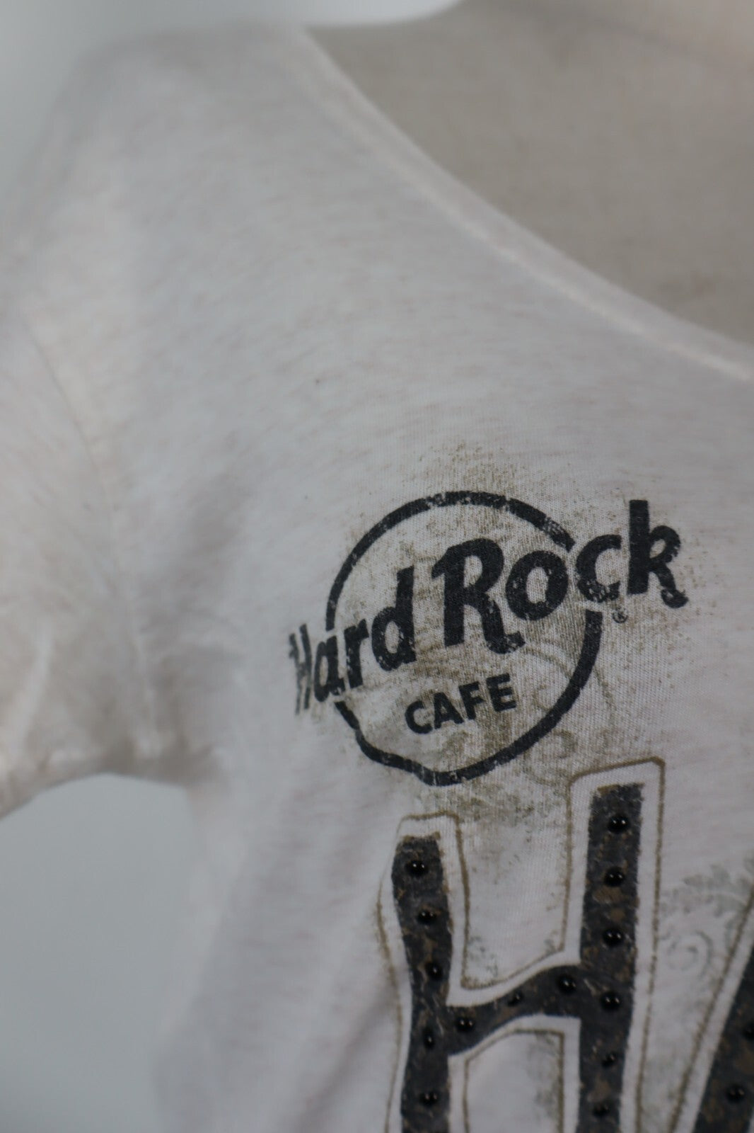 HARD ROCK BARCELLONA MAGLIA DONNA TG. L WOMAN CASUAL VINTAGE T-SHIRT TOP COTONE