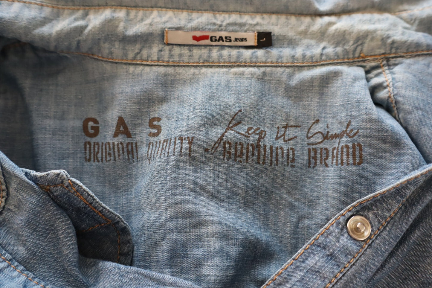 GAS JEANS CAMICIA DONNA TG. L WOMAN SHIRT CASUAL VINTAGE COTONE COTTON DENIM