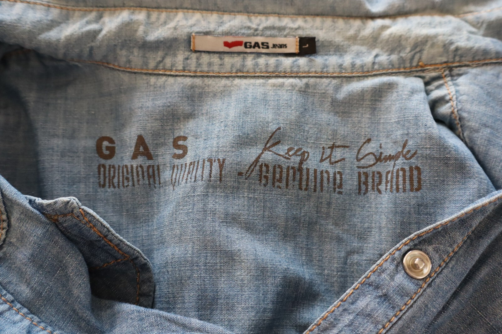 GAS JEANS CAMICIA DONNA TG. L WOMAN SHIRT CASUAL VINTAGE COTONE COTTON DENIM