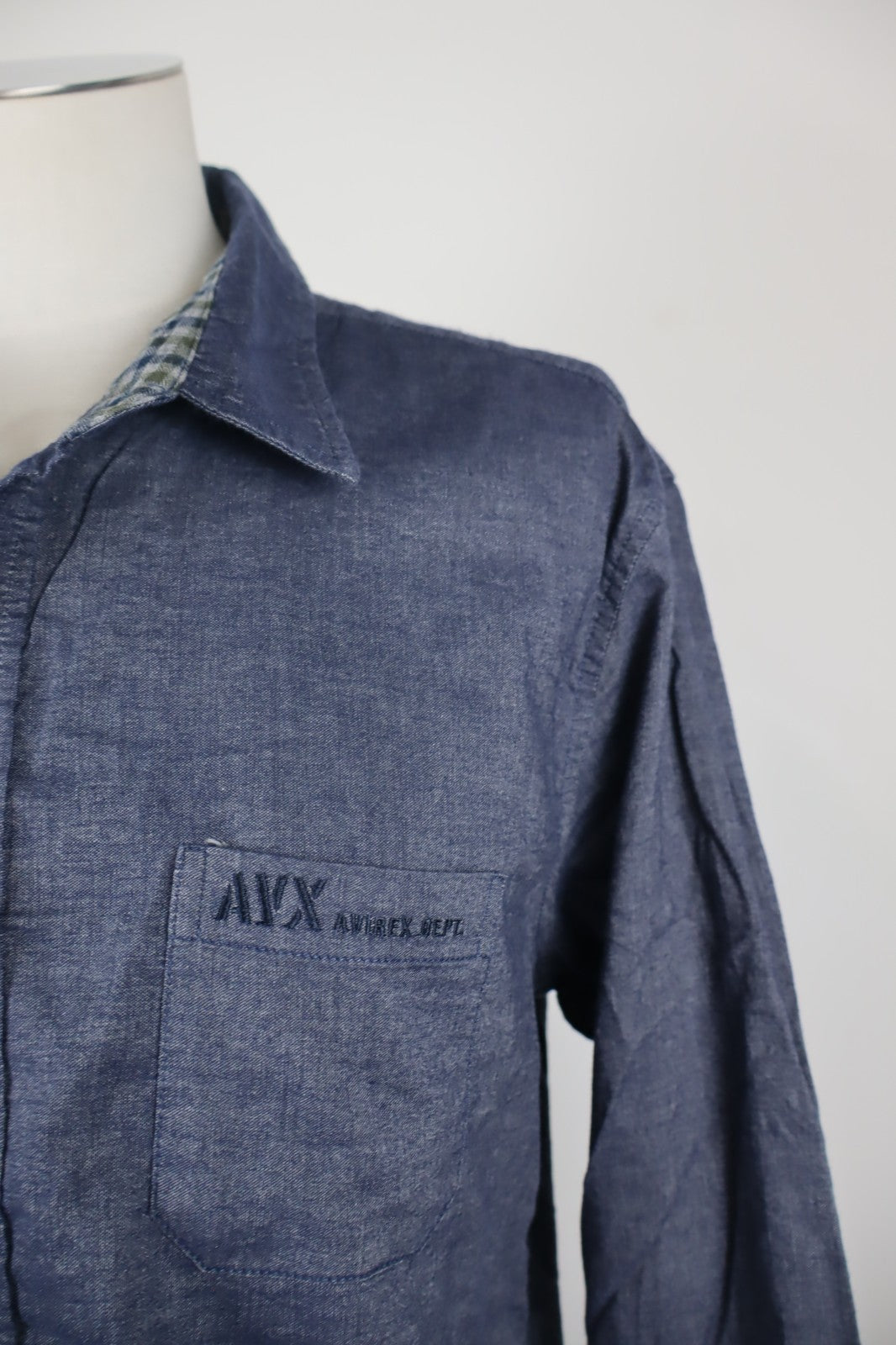 AVX AVIREX CAMICIA UOMO TG. XL MAN CASUAL VINTAGE SHIRT COTONE COTTON TASCA LOGO