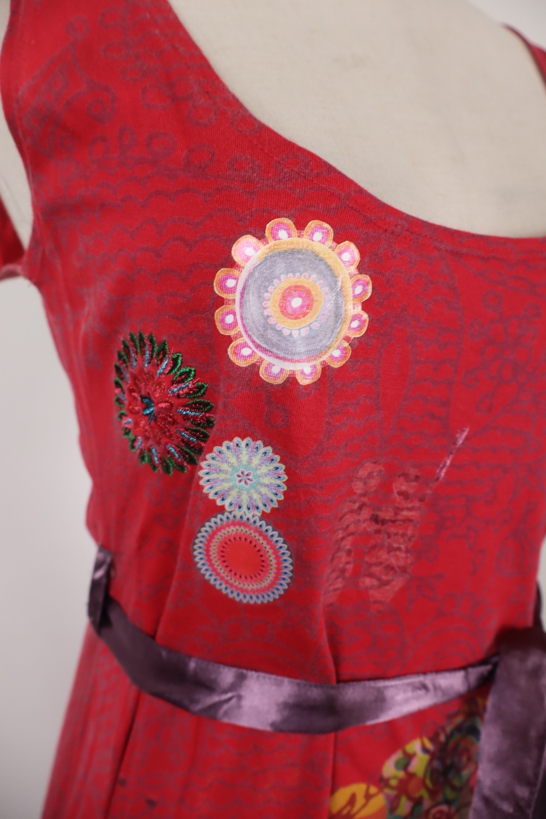 DESIGUAL VESTITO DONNA TG. L WOMAN CASUAL VINTAGE DRESS COTONE