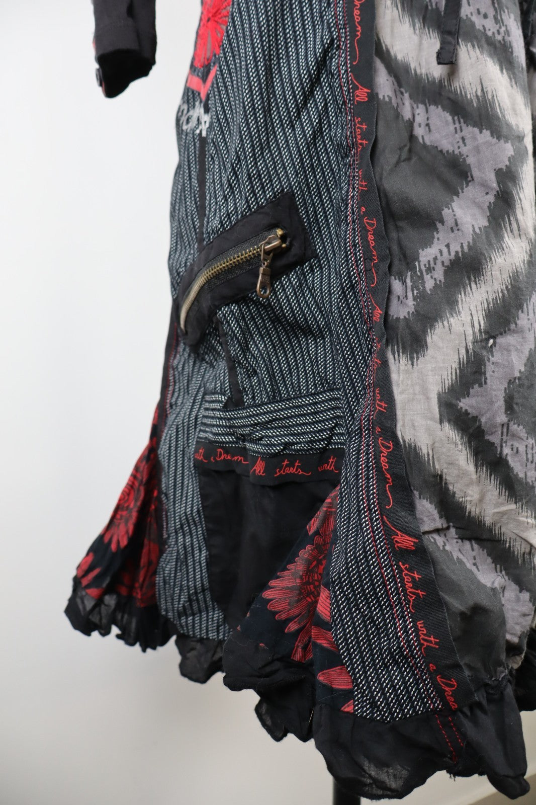 DESIGUAL VESTITO ABITO MANICHE A 3/4 DONNA TG 40 WOMAN CASUAL VINTAGE DRESS